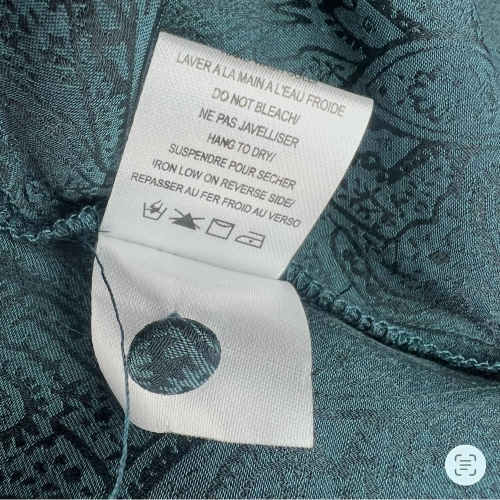 Gentle Fawn Size Medium Teal Paisley Boho Blouse Lace Yoke Flowy Shirt Top - Picture 7 of 7